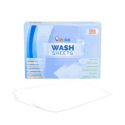 iZi-Wash Sheets compact plastic-free wash strips for 100 loads with long-lasting cherry scent