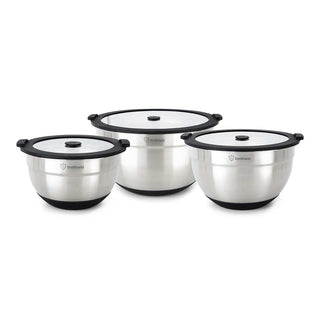 Ensemble de bols mélangeurs en acier inoxydable DotShield, 6 pièces (3 bols + 3 couvercles)