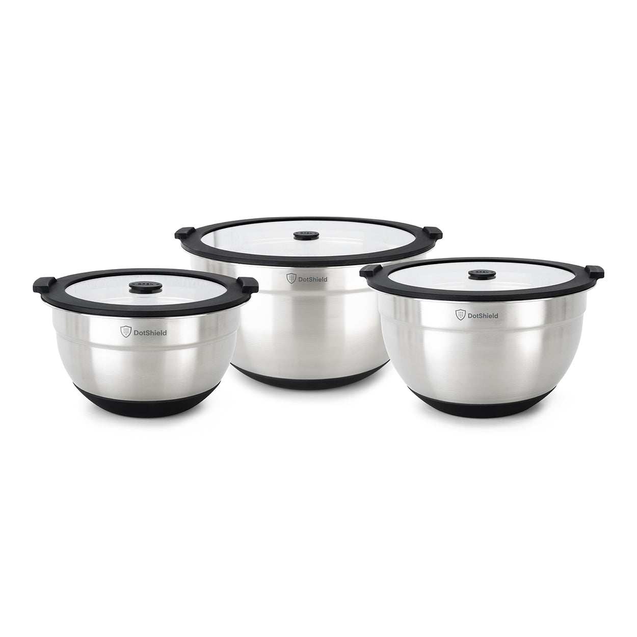 Ensemble de bols mélangeurs en acier inoxydable DotShield, 6 pièces (3 bols + 3 couvercles)