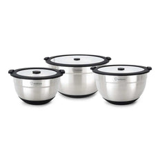Ensemble de bols mélangeurs en acier inoxydable DotShield, 6 pièces (3 bols + 3 couvercles)