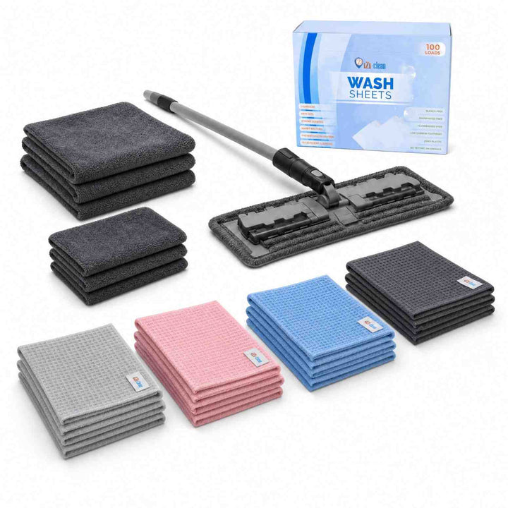 Click & Go set schoonmaakbundel met mop, wonderdoeken en wasstrips voor extra korting