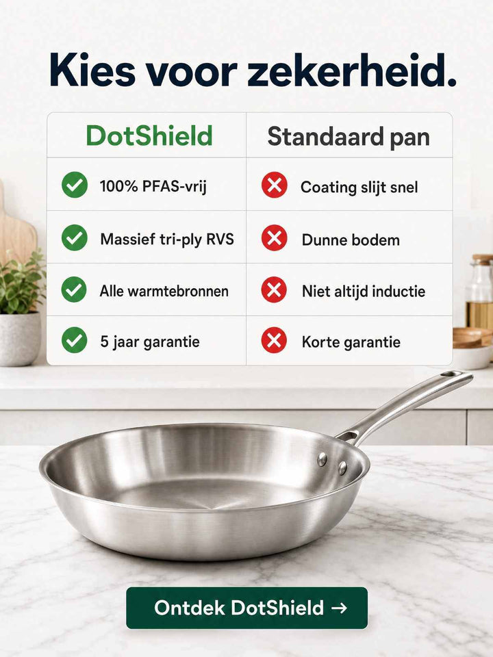 DotShield koekenpan 28cm met glazen deksel en natuurlijke antiaanbaklaag zonder schadelijke stoffen