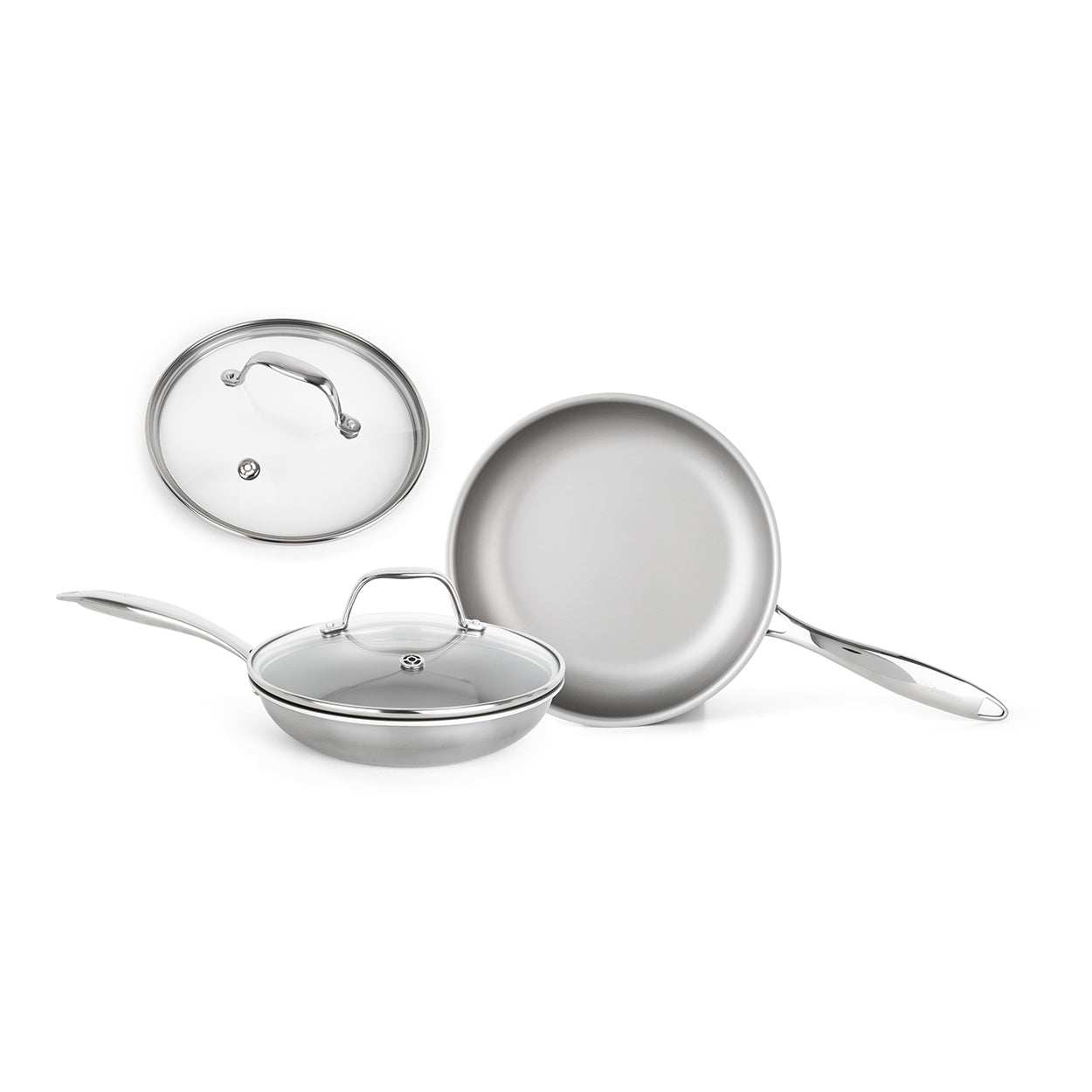 DotShield Starter Duo 4-delige set met gifvrije koekenpannen en glazen deksels voor gezond koken