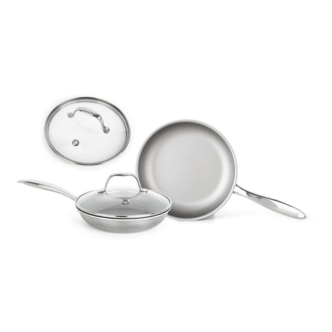 DotShield Starter Duo 4-delige set met gifvrije koekenpannen en glazen deksels voor gezond koken