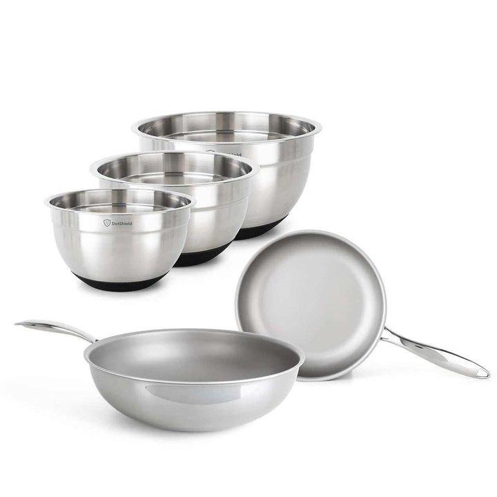 DotShield Versatile Set 9-delig met koekenpan, wok en mengkommen, PFAS-vrij en duurzaam