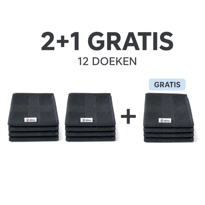 Dark Pack Wonderdoeken pakket van 4 antraciete schoonmaakdoeken met 2+1 gratis aanbieding