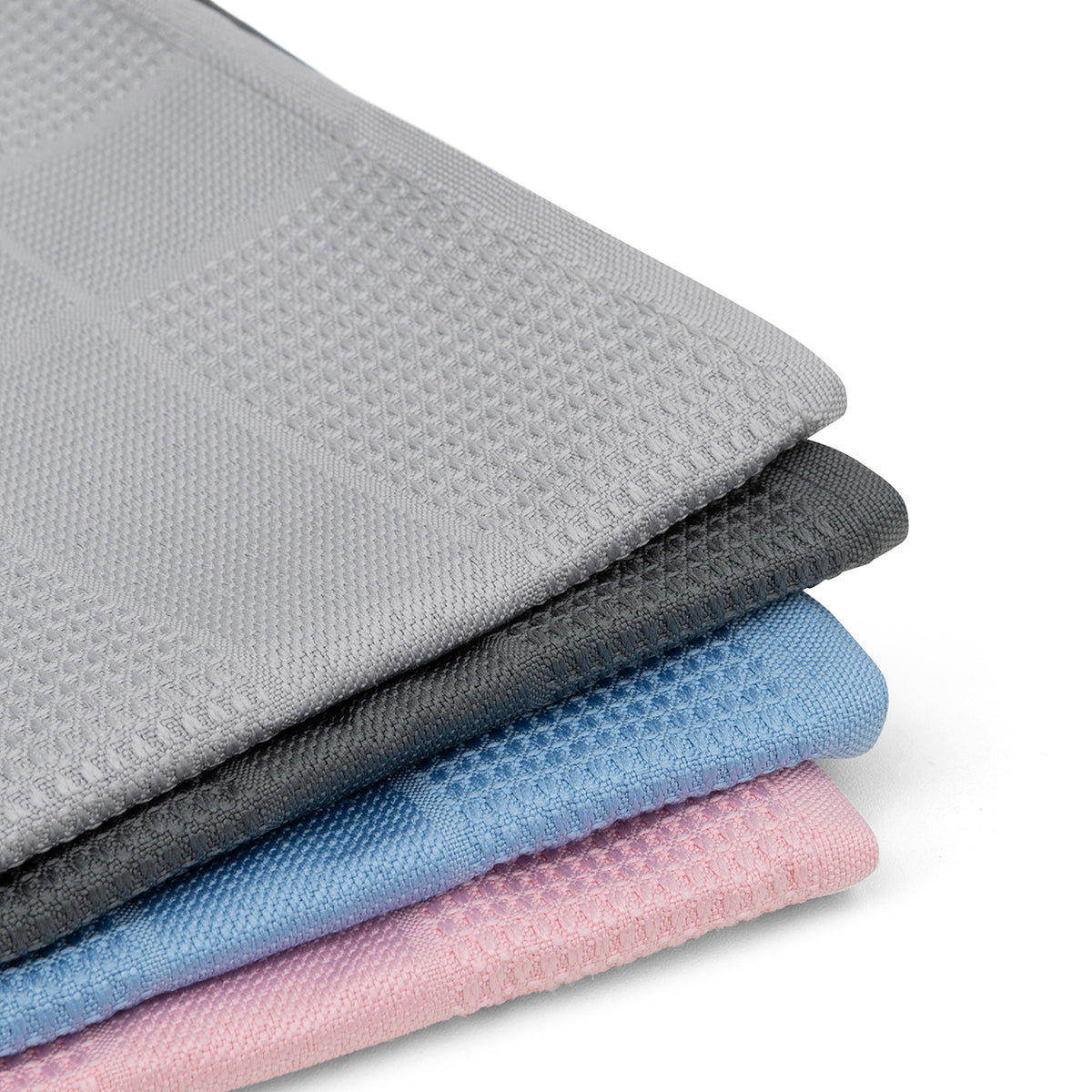 Starterspakket: vier iZi-Clean wonderdoeken in grijs, donkergrijs, blauw en roze