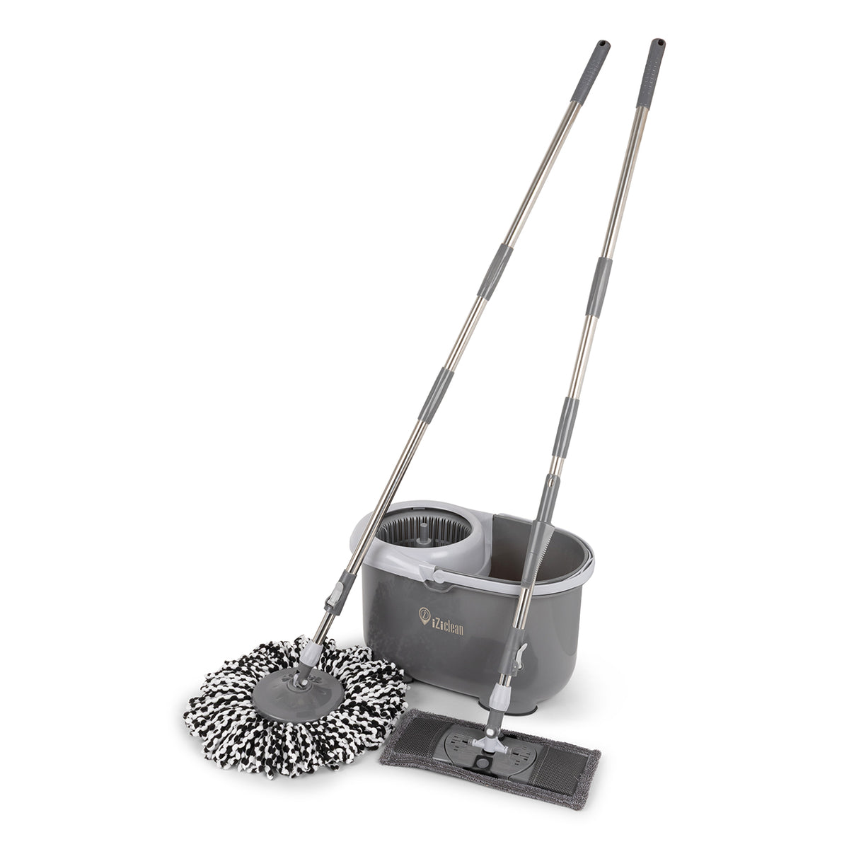 iZi-Clean Turbo Twin Mop met emmer, ronde en vlakke mop