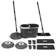 Turbo Twin Mop compleet bundel met 2-in-1 dweilset, microvezeldoeken en wielset voor centrifuge-emmer