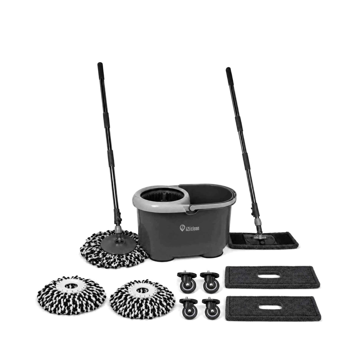 Turbo Twin Mop compleet bundel met 2-in-1 dweilset, microvezeldoeken en wielset voor centrifuge-emmer