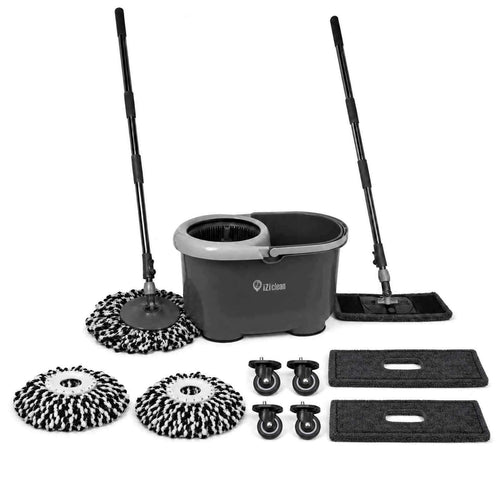Turbo Twin Mop compleet bundel met 2-in-1 dweilset, microvezeldoeken en wielset voor centrifuge-emmer