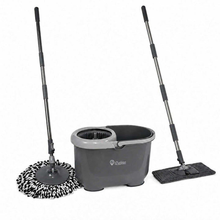 Turbo Twin Mop compleet bundel met dweilset, microvezeldoeken en wielset voor centrifuge-emmer